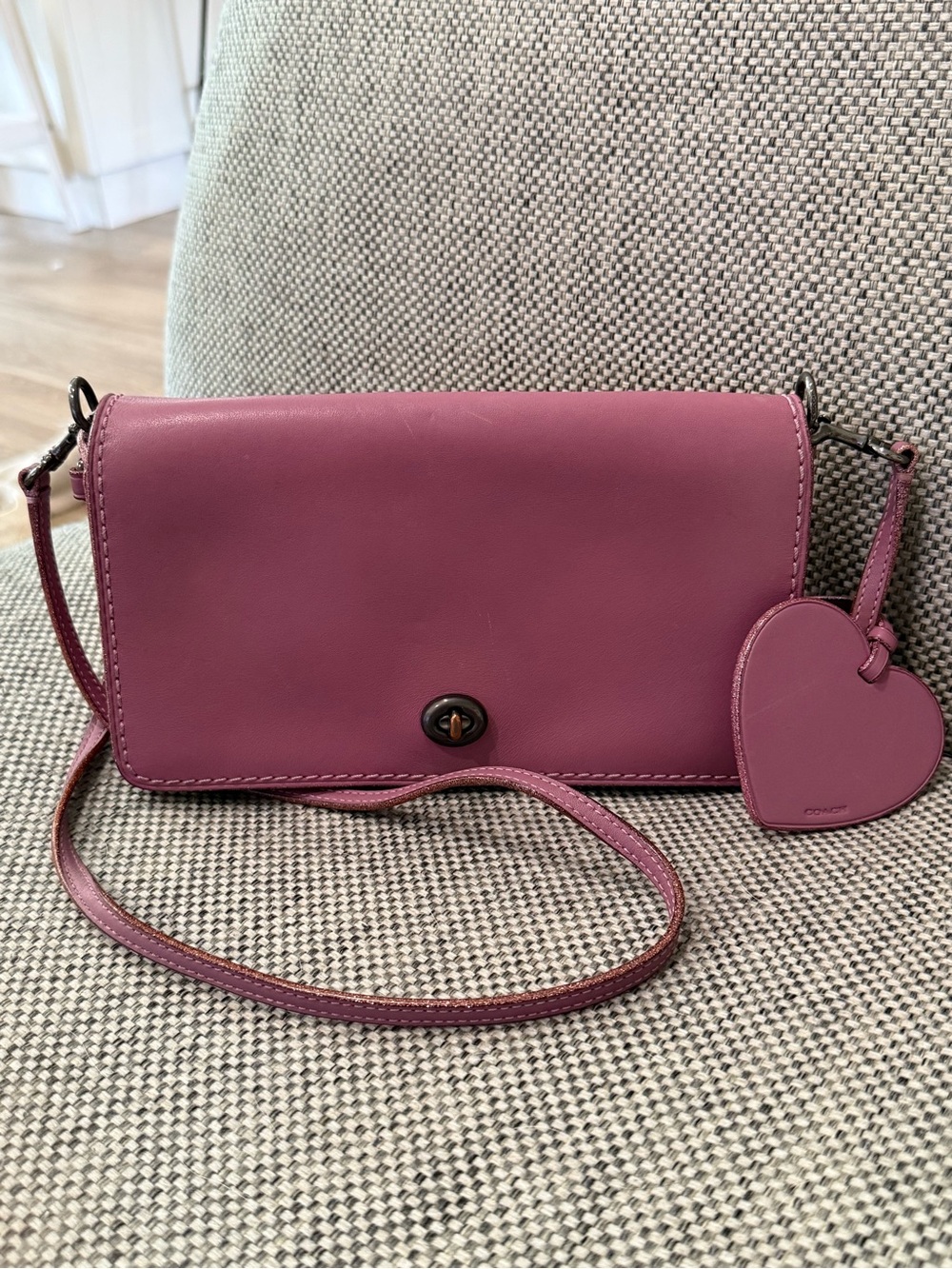 Coach Crossbody in Mauve dusty pink with Heart Charm